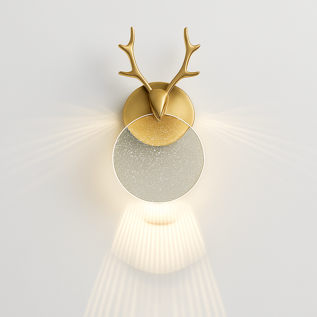 applique murale en bois de cerf abat-jour en cristal de luxe pour villa