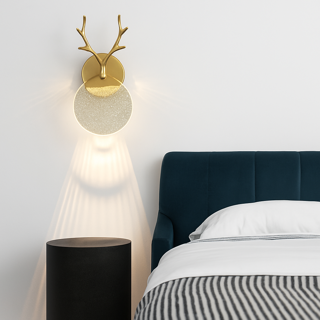 applique murale en bois de cerf abat-jour en cristal de luxe pour villa