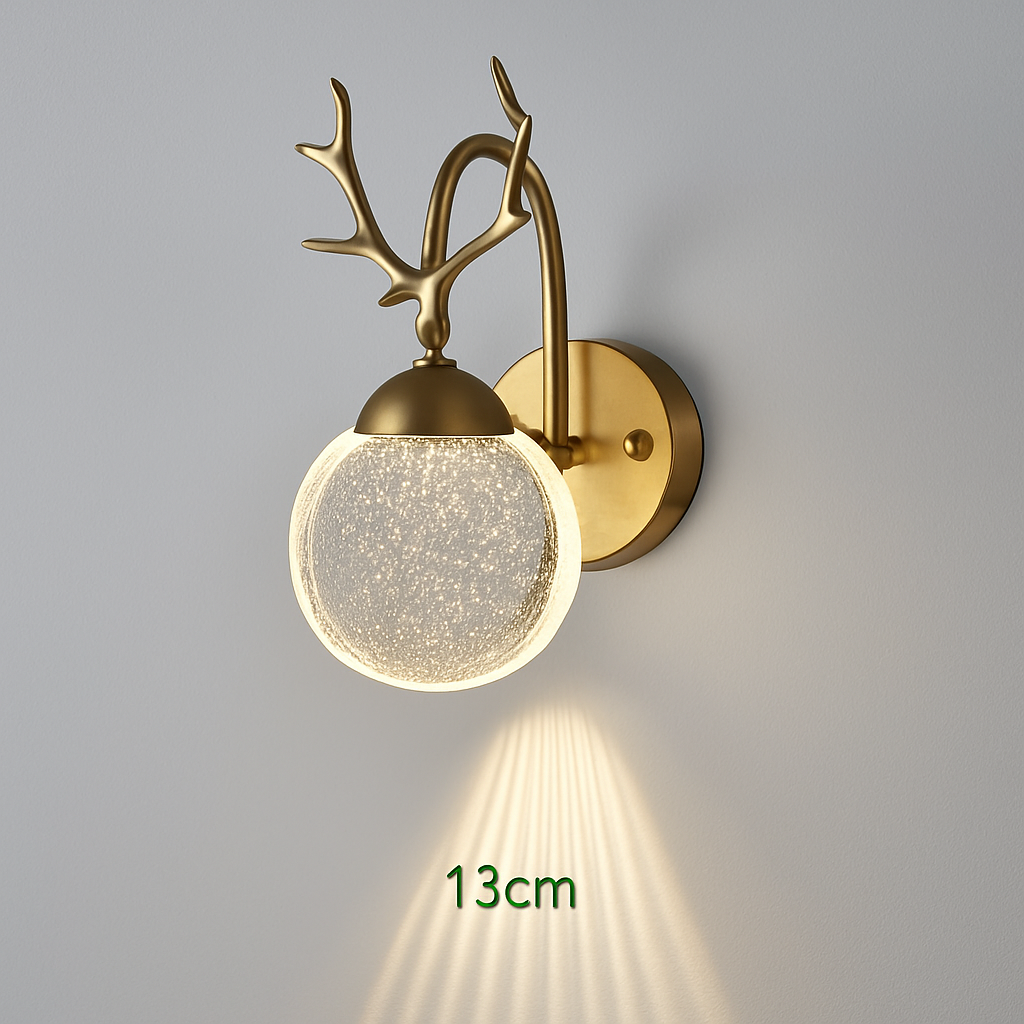applique murale en bois de cerf abat-jour en cristal de luxe pour villa