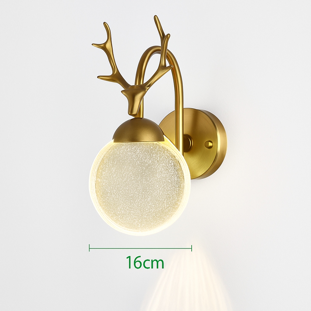 applique murale en bois de cerf abat-jour en cristal de luxe pour villa