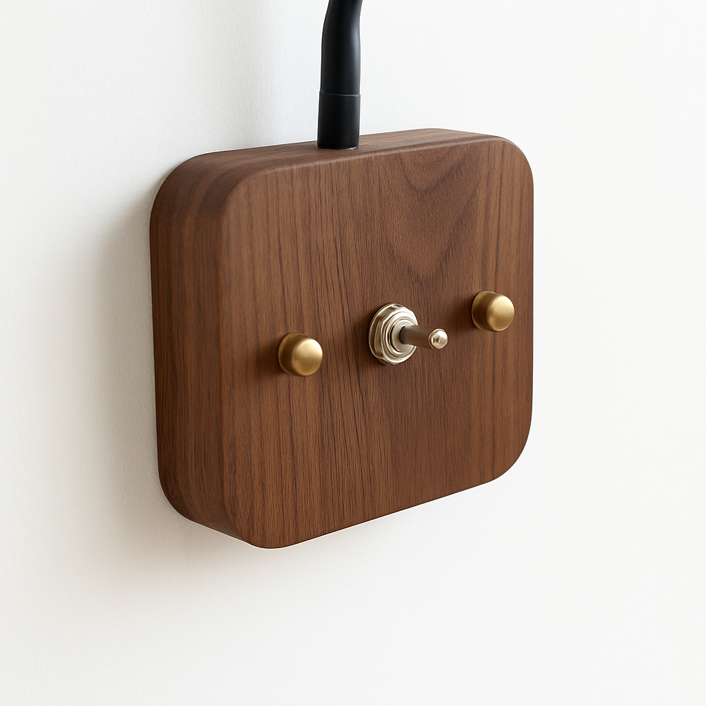 applique murale en bois de noyer avec interrupteur éclairage d'intérieur rotatif