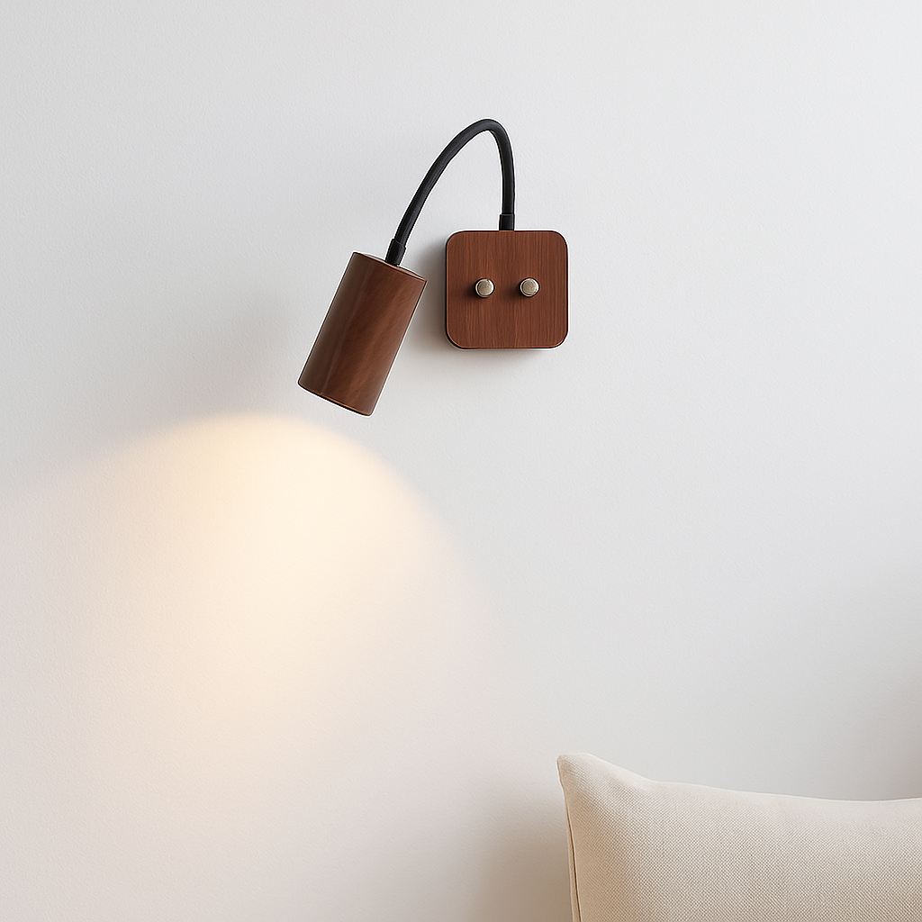 applique murale en bois de noyer avec interrupteur éclairage d'intérieur rotatif