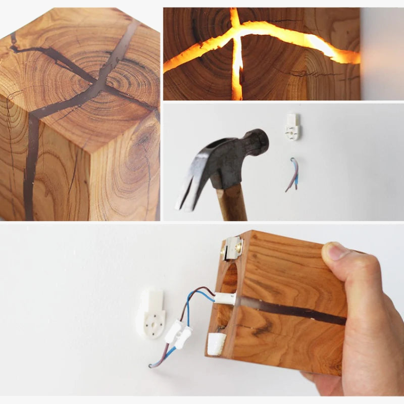 applique murale en bois massif au design nordique créatif