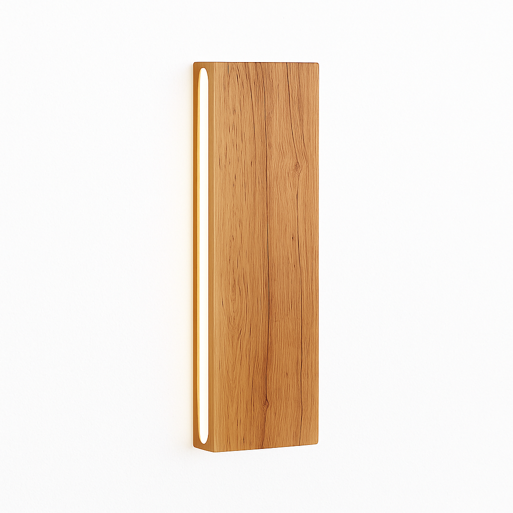 applique murale en bois massif avec éclairage rotatif design naturel