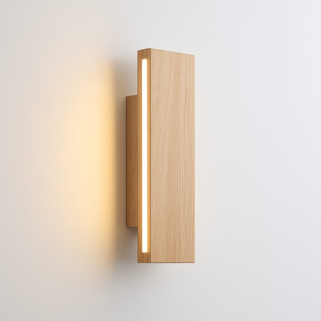 applique murale en bois massif avec éclairage rotatif design naturel