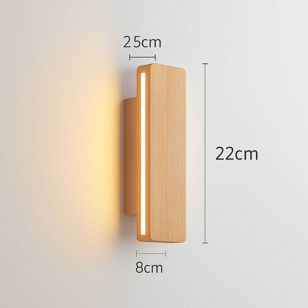 applique murale en bois massif avec éclairage rotatif design naturel