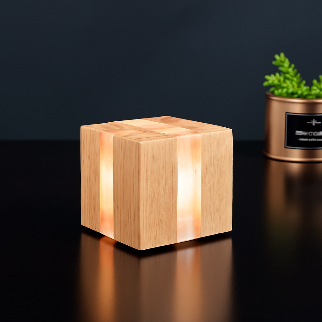 Applique murale en bois massif et résine fait main led