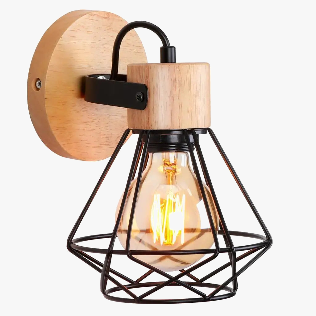 applique murale en bois style loft vintage éclairage intérieur moderne