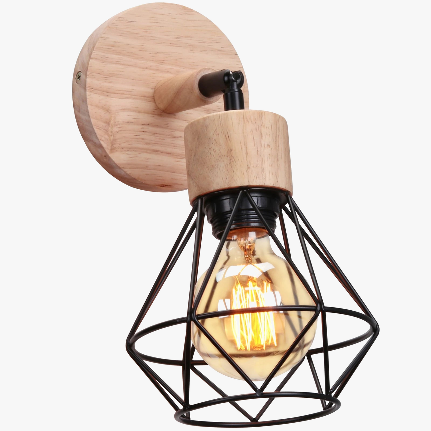 applique murale en bois style loft vintage éclairage intérieur moderne