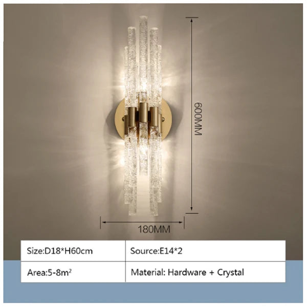 applique murale en cristal éclairage de luxe pour intérieur