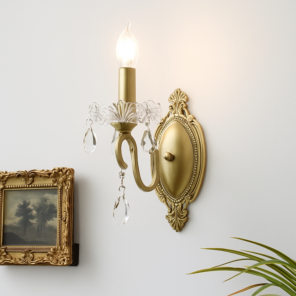 applique murale en cristal rétro en cuivre élégante et raffinée