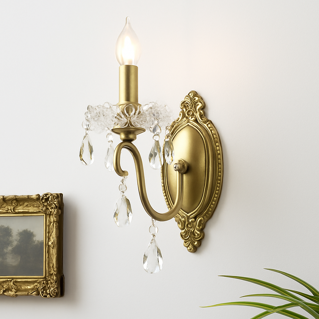 applique murale en cristal rétro en cuivre élégante et raffinée
