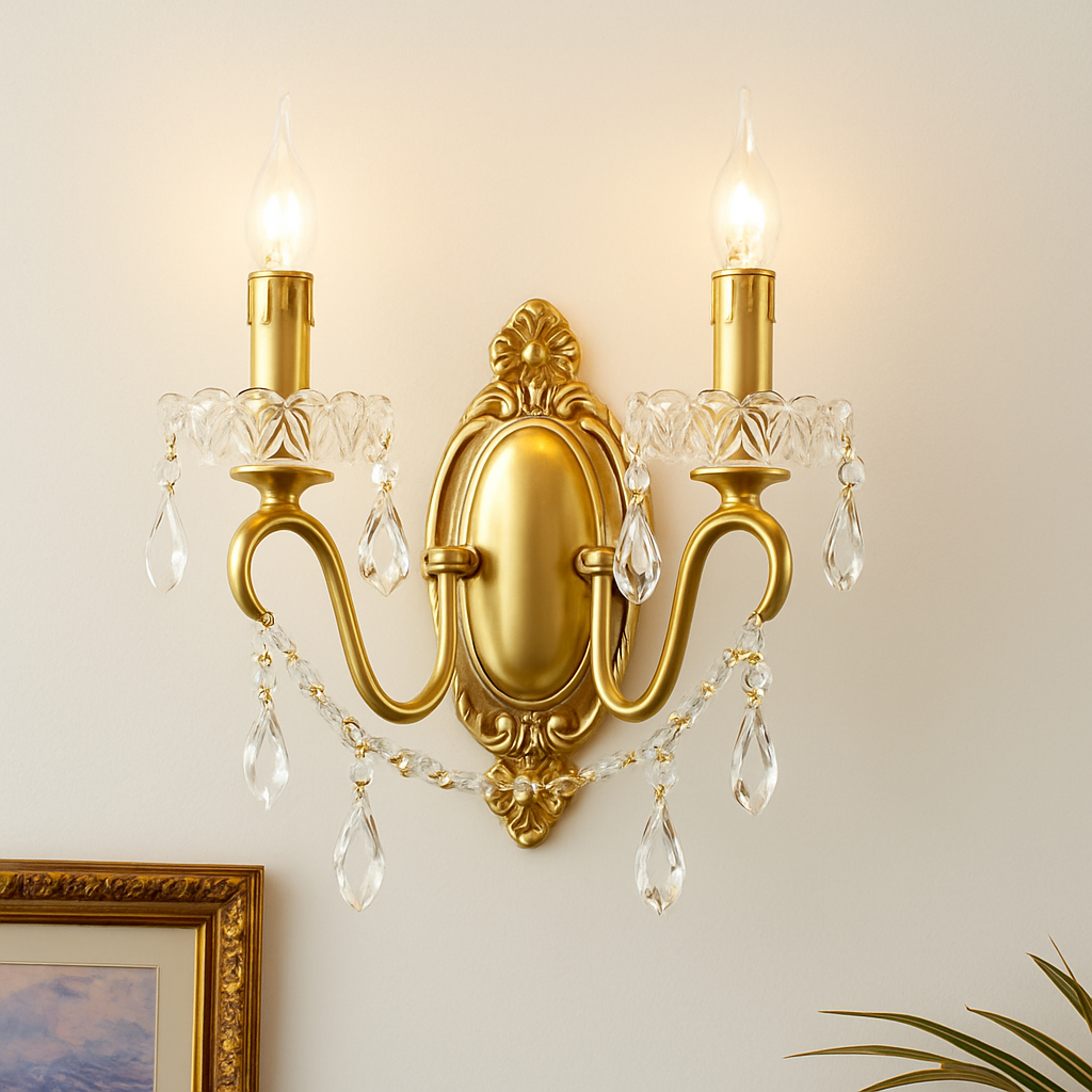 applique murale en cristal rétro en cuivre élégante et raffinée