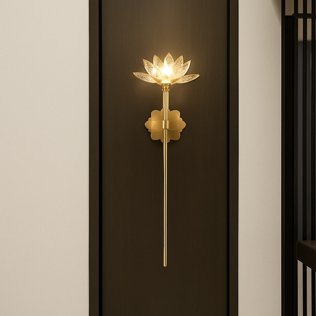 applique murale en cristal zen fleur de lotus vintage à led