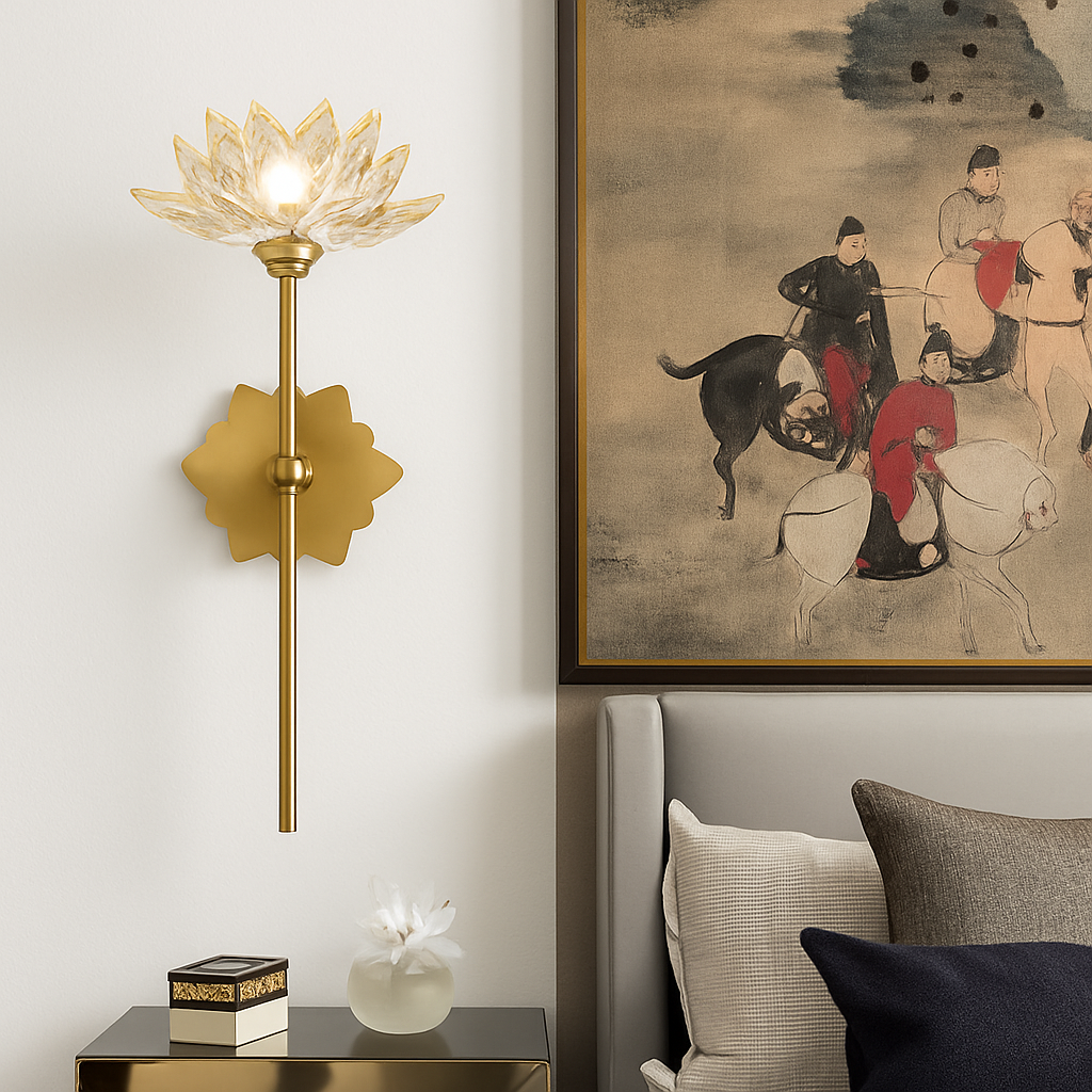 applique murale en cristal zen fleur de lotus vintage à led