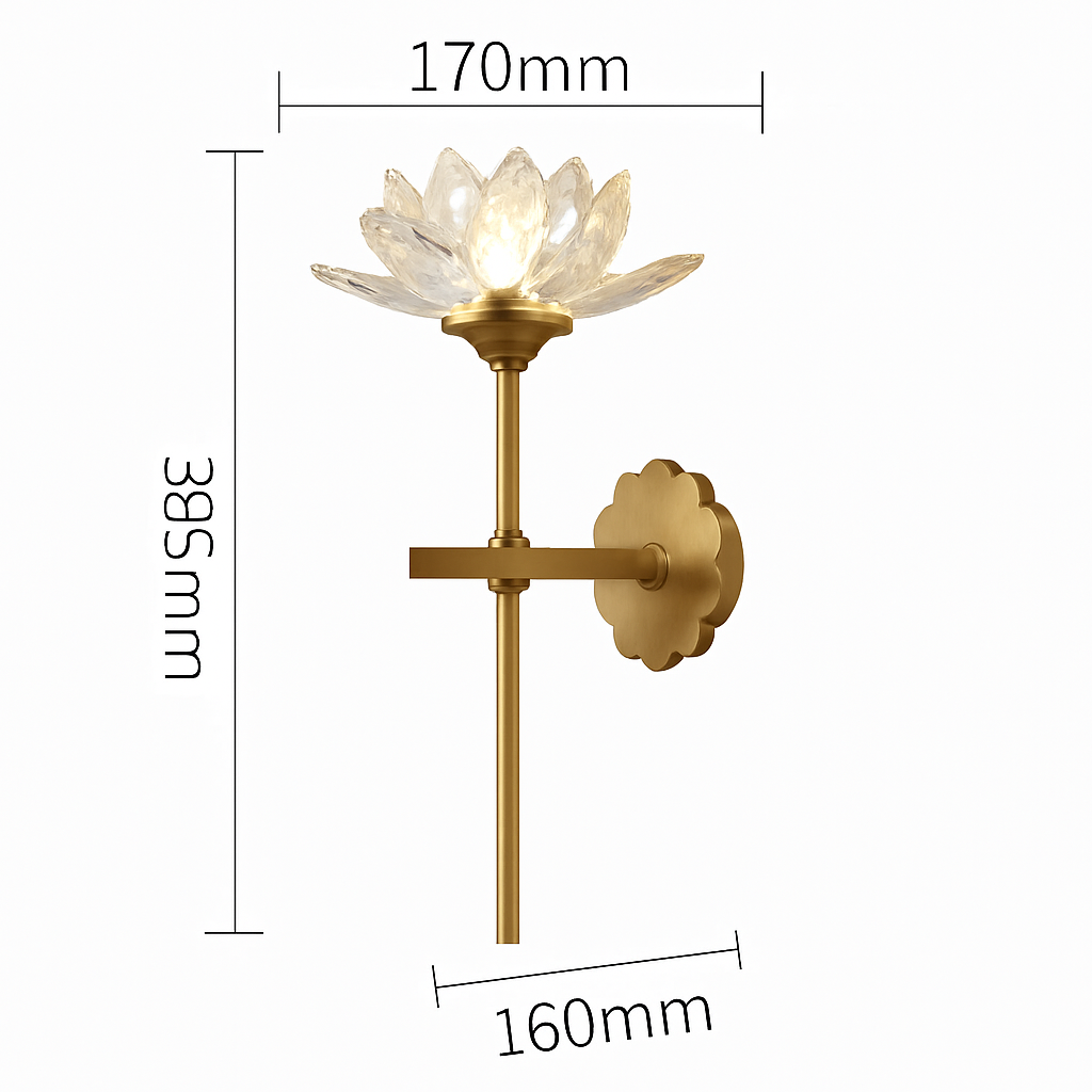 applique murale en cristal zen fleur de lotus vintage à led