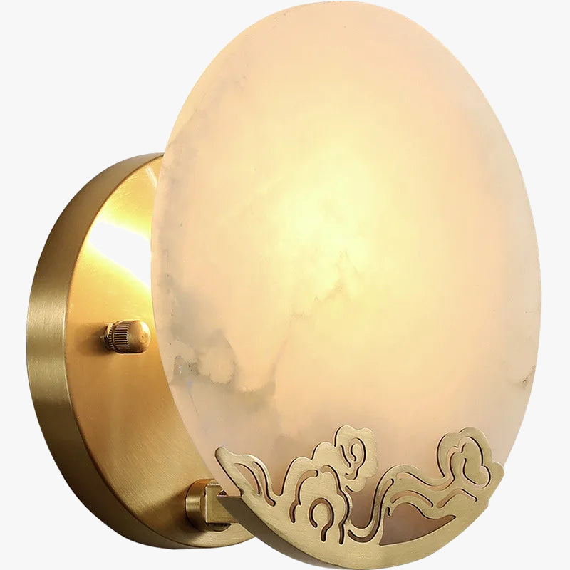applique murale en cuivre avec abat-jour en marbre et miroir luxe