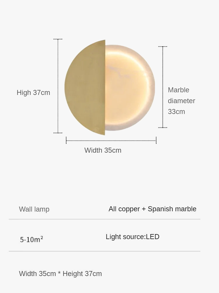 applique murale en cuivre avec lumière led élégante et moderne
