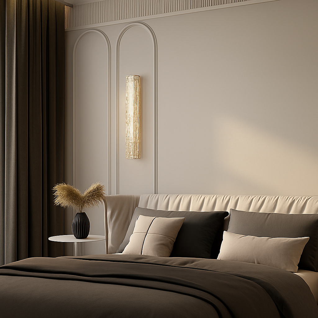 applique murale en cuivre design minimaliste avec lumière en cristal