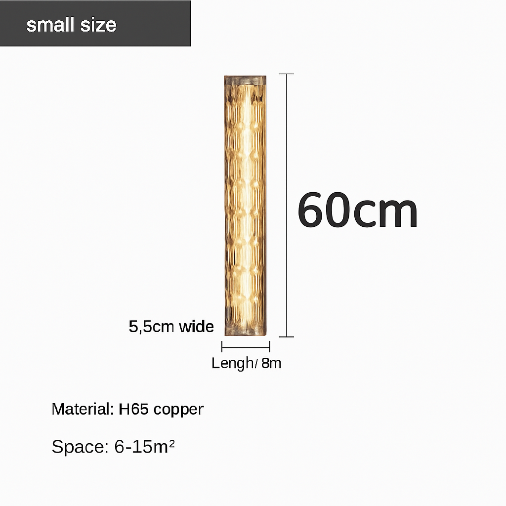applique murale en cuivre design minimaliste avec lumière en cristal