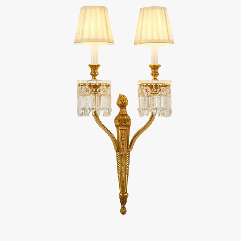 applique murale en cuivre et cristal avec bougie led pour intérieur élégant