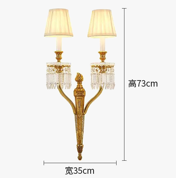 applique murale en cuivre et cristal avec bougie led pour intérieur élégant