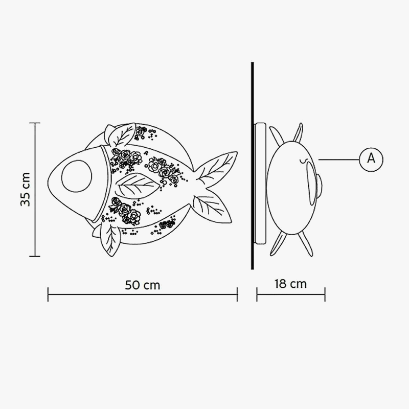applique murale en forme de poisson pour éclairage intérieur