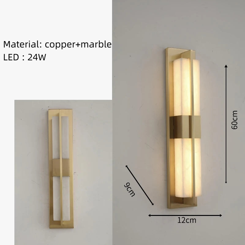 applique murale en marbre cuboïde naturel avec led
