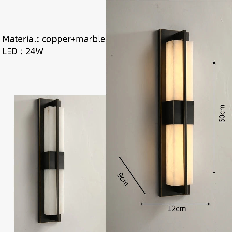 applique murale en marbre cuboïde naturel avec led