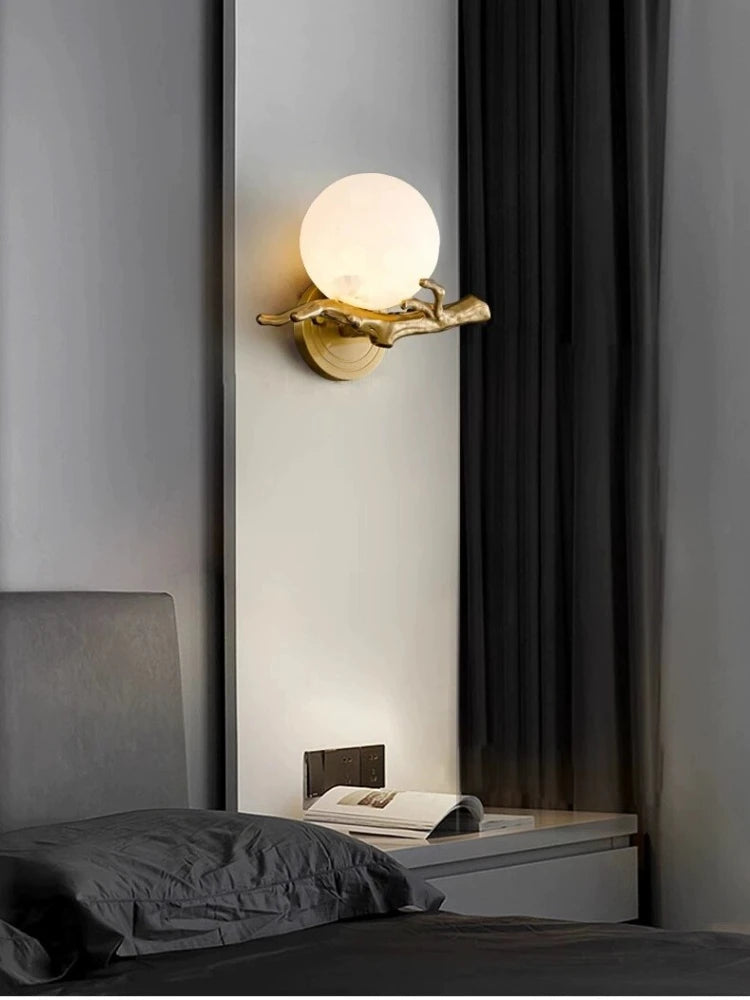 applique murale en marbre et cuivre lumière décorative à led