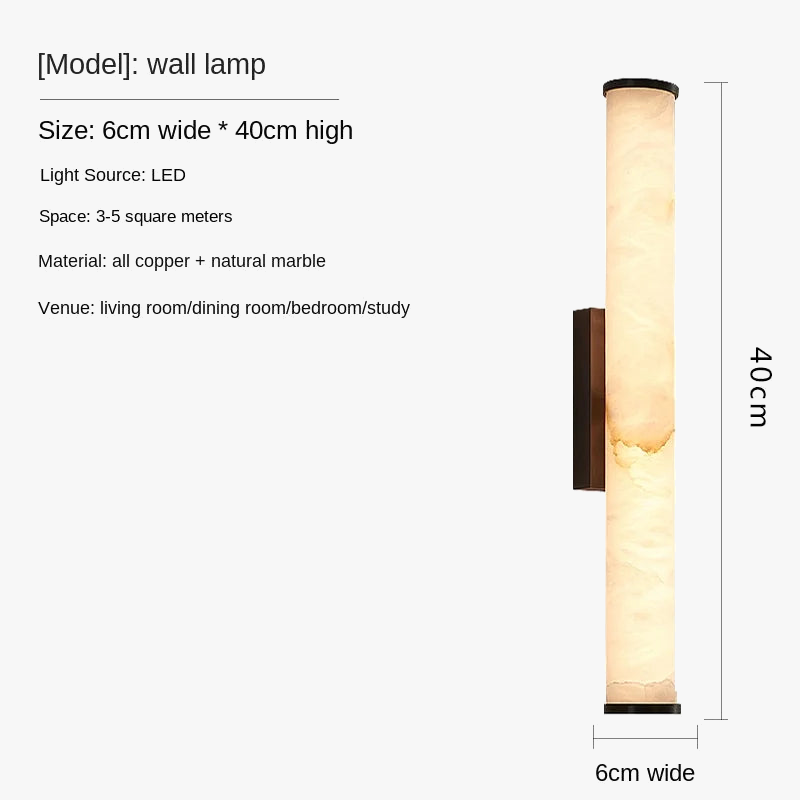 applique murale en marbre naturel avec éclairage led en cuivre