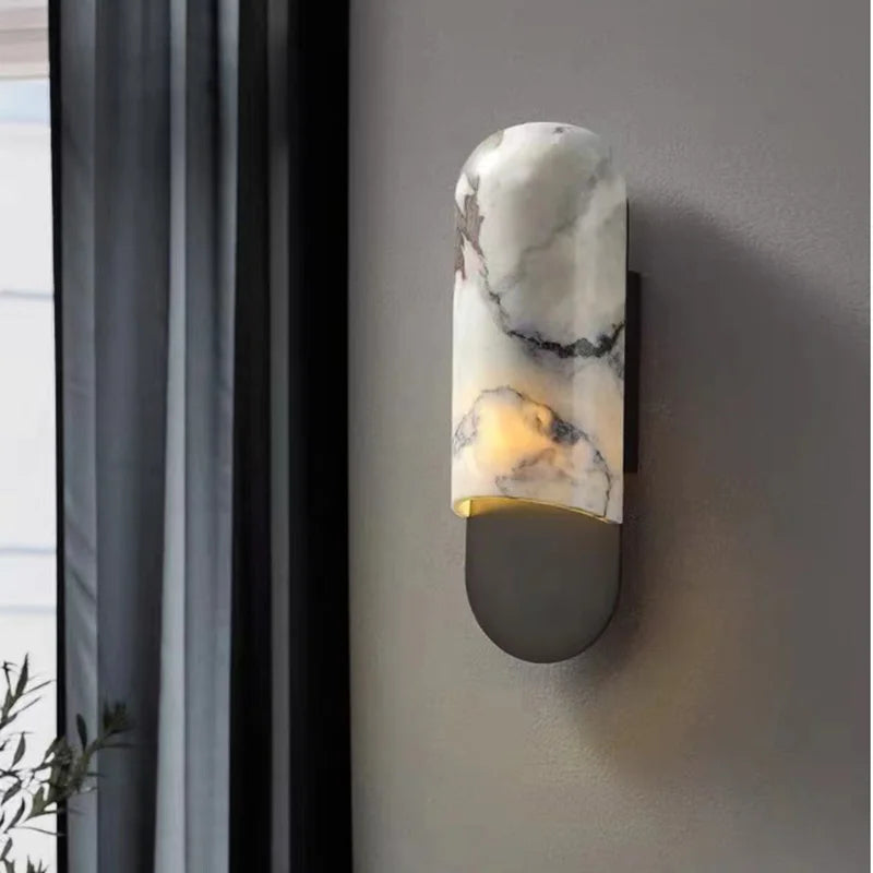 applique murale en marbre style chinois avec abat-jour led créatif