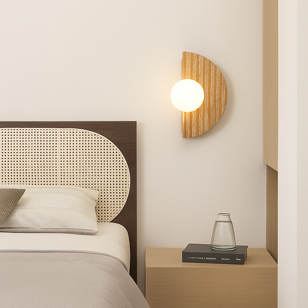 applique murale en pierre naturelle demi-cercle avec ampoule intégrée