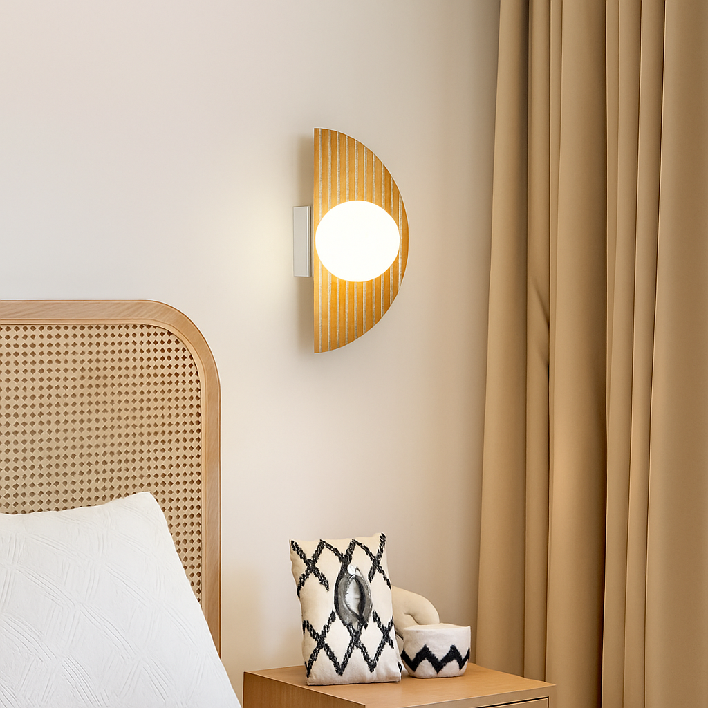 applique murale en pierre naturelle demi-cercle avec ampoule intégrée