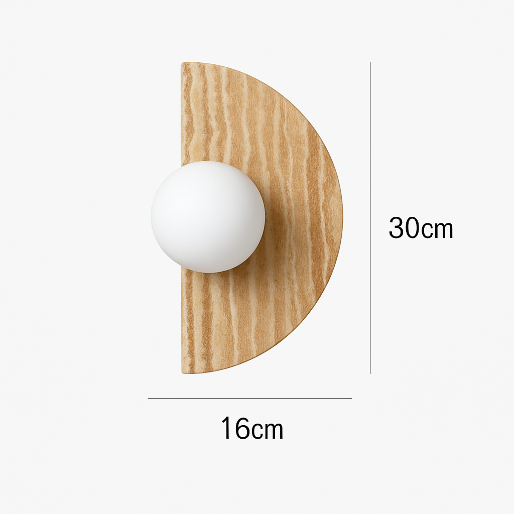 applique murale en pierre naturelle demi-cercle avec ampoule intégrée
