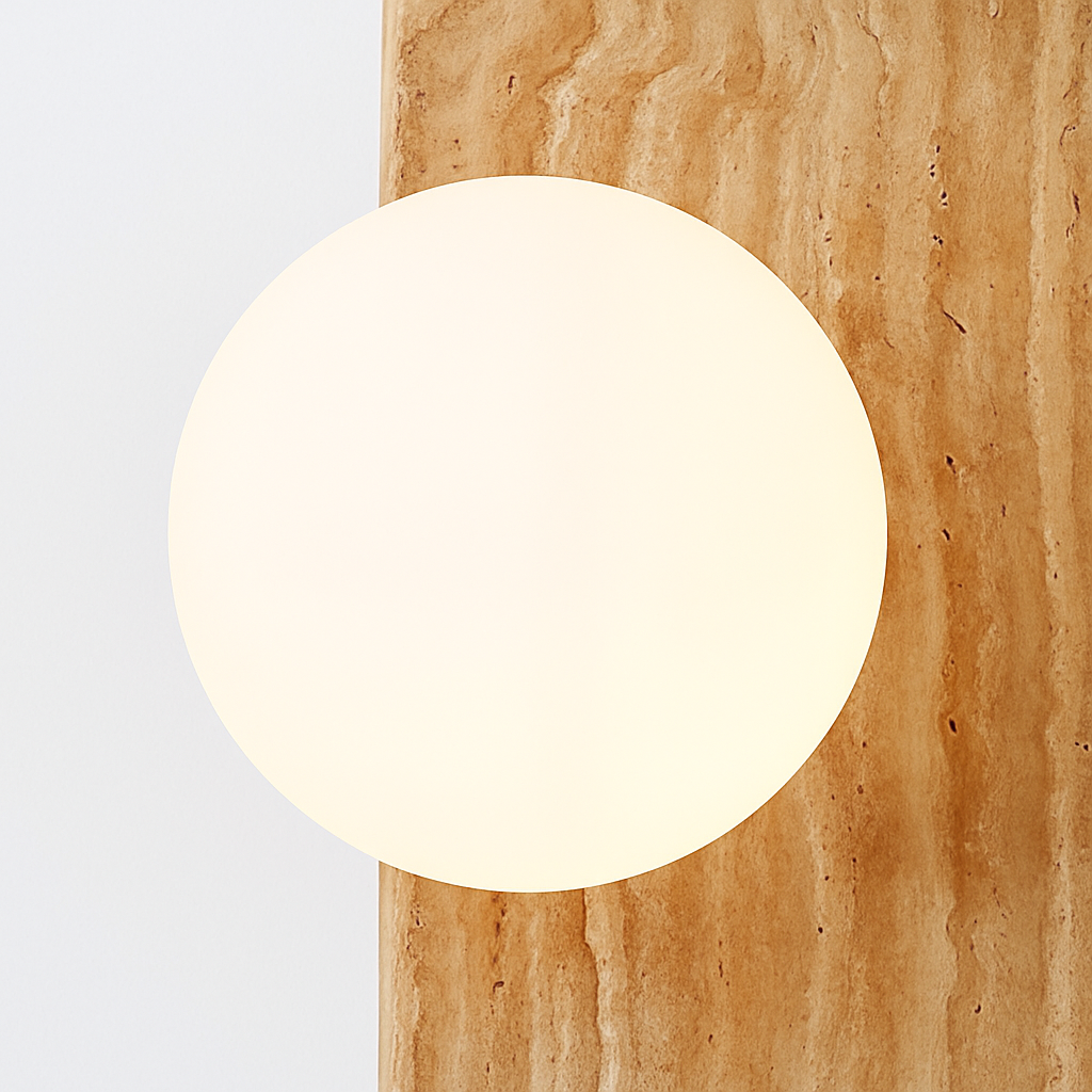 applique murale en pierre naturelle demi-cercle avec ampoule intégrée