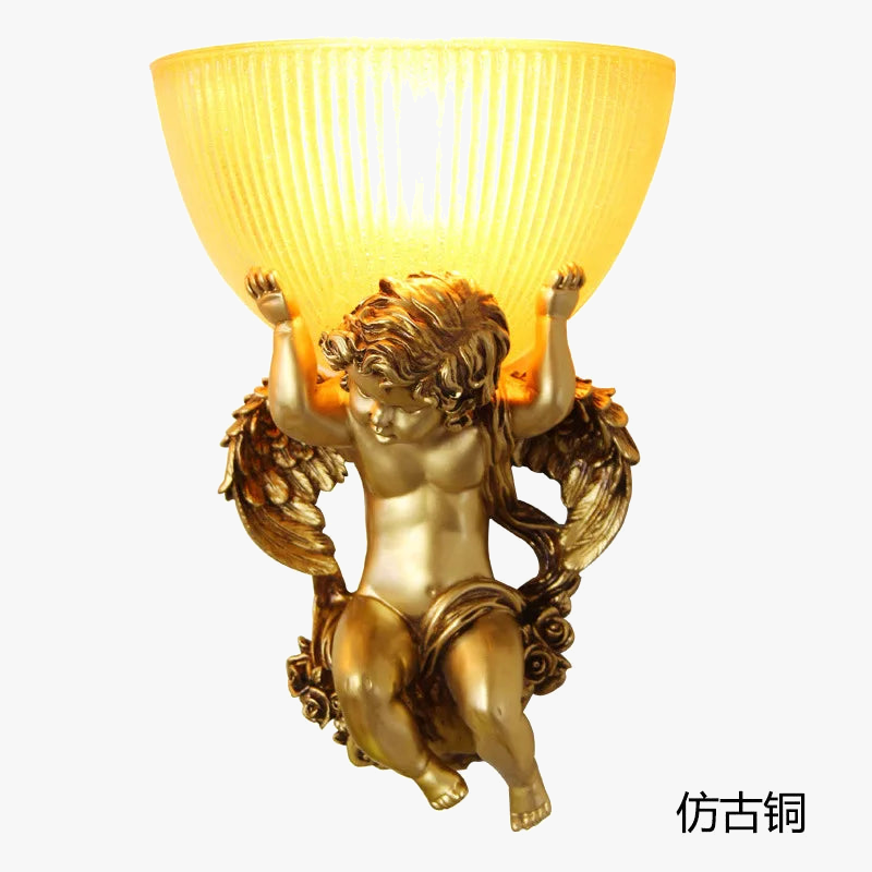 applique murale en résine d'art européen ange led