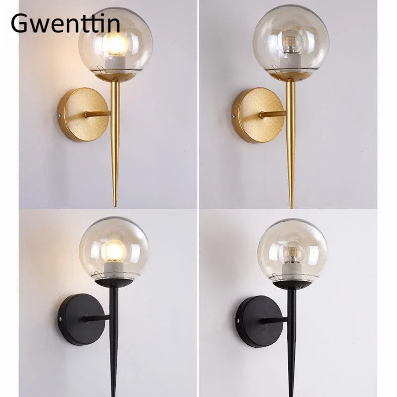applique murale en verre boule éclairage led design nordique moderne