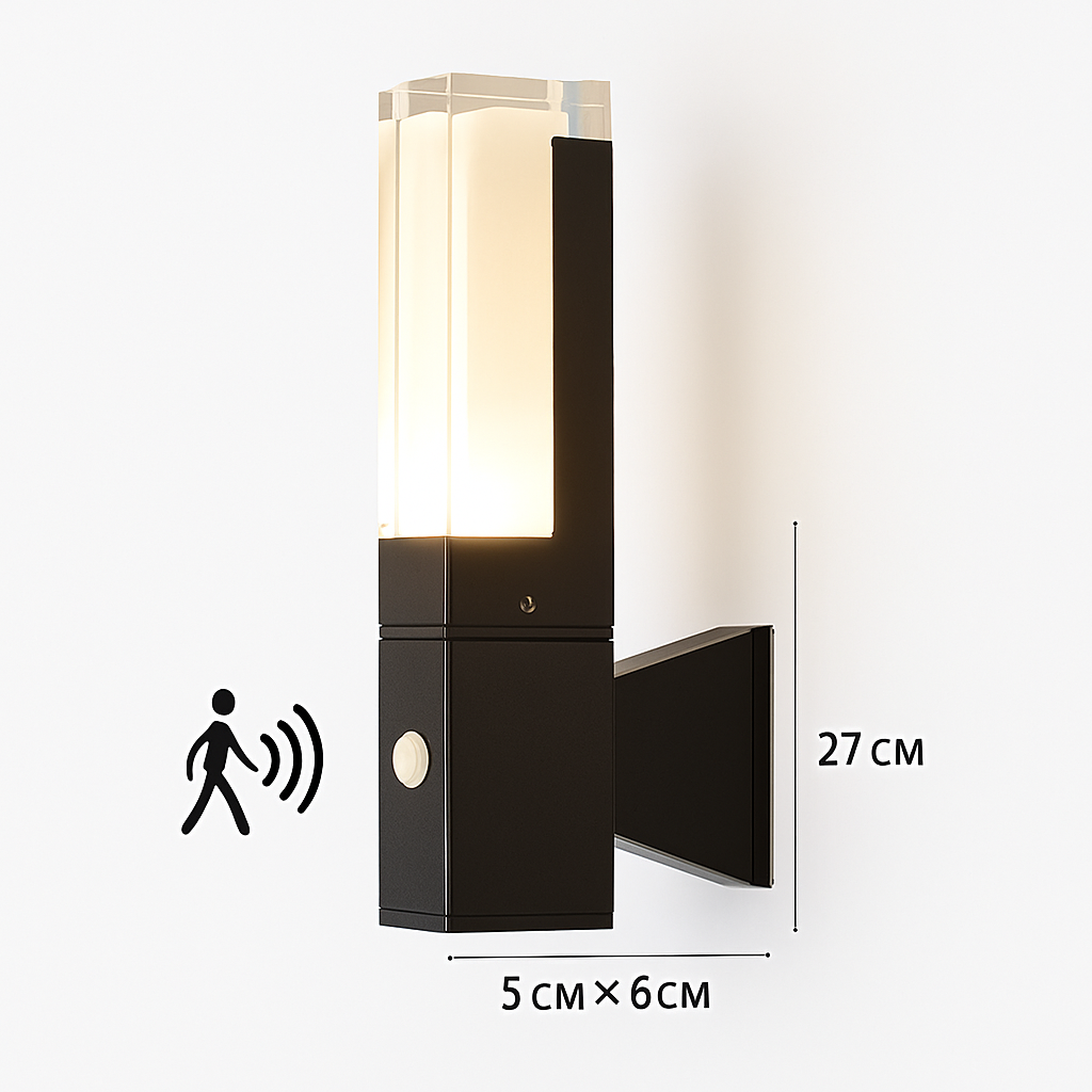 applique murale extérieure en aluminium avec capteur pir étanche minimaliste