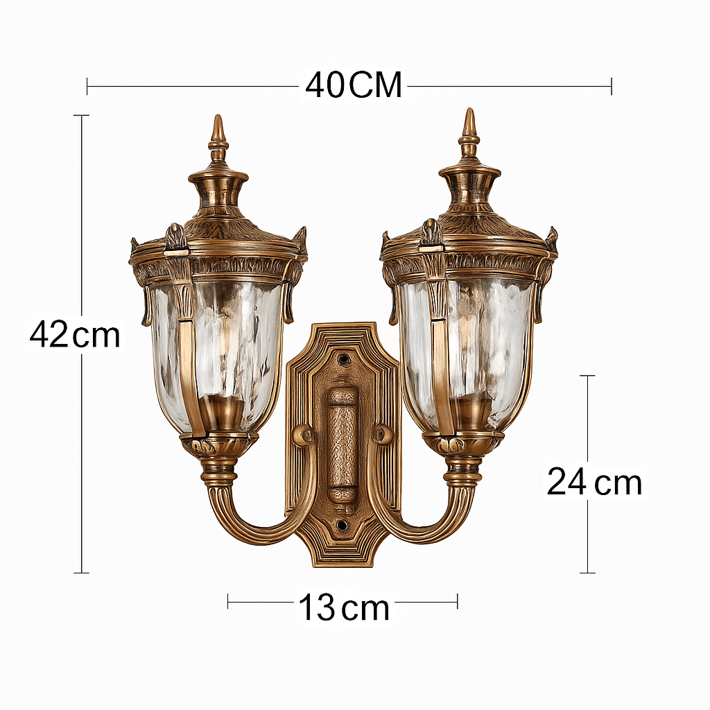 applique murale extérieure étanche double tête style européen rétro