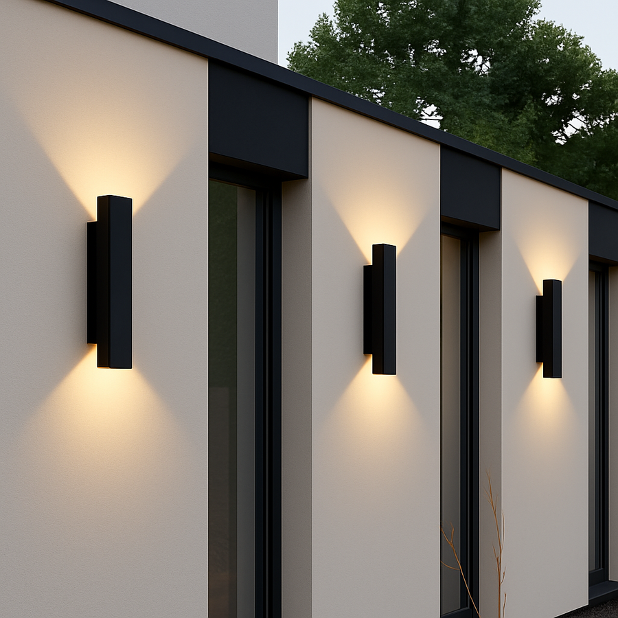 Applique murale extérieures imperméables bande aluminium appliques murales 18W LED noir applique chambre extérieur luminaires extérieurs