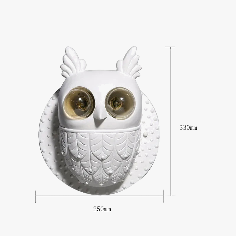 applique murale hibou créative en résine à LED