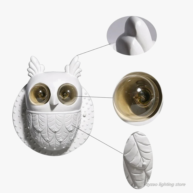 applique murale hibou en résine pour décoration intérieure