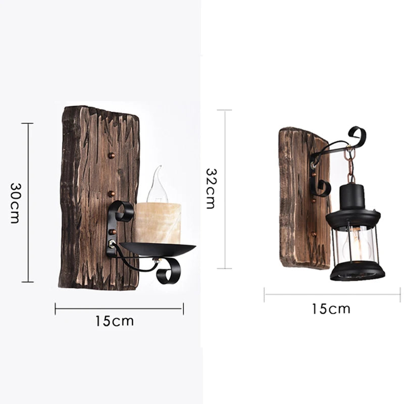 applique murale industrielle en bois pour café et restaurant
