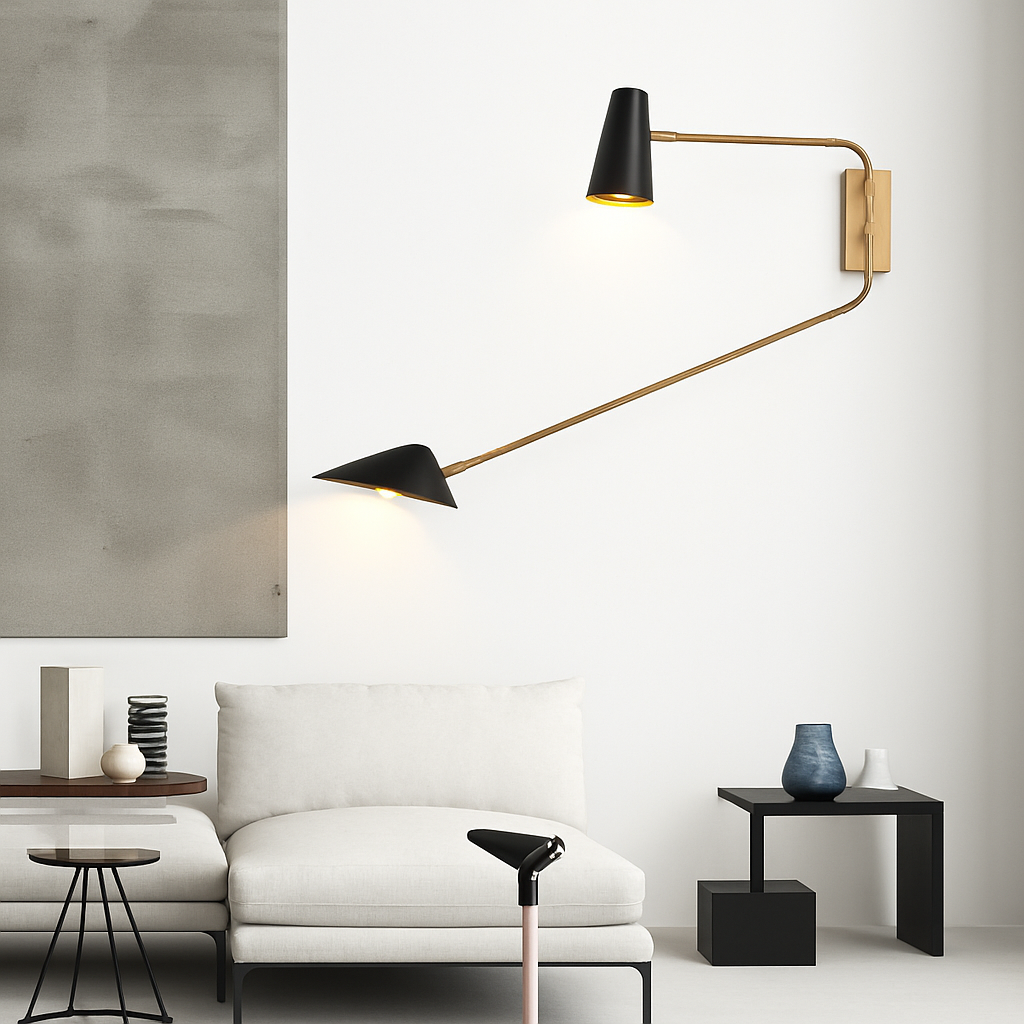 applique murale industrielle en cuivre à bras pivotant pour décoration moderne