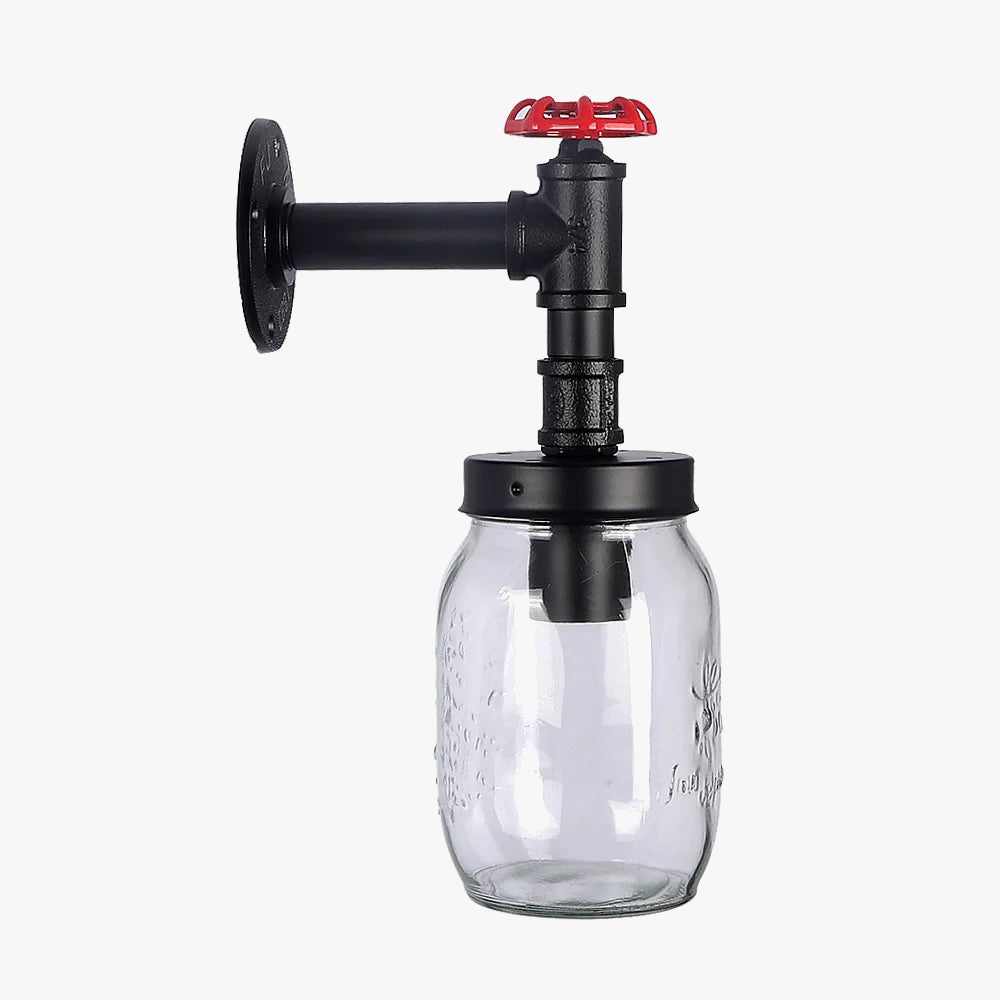 applique murale industrielle en verre avec tuyau d'eau rétro