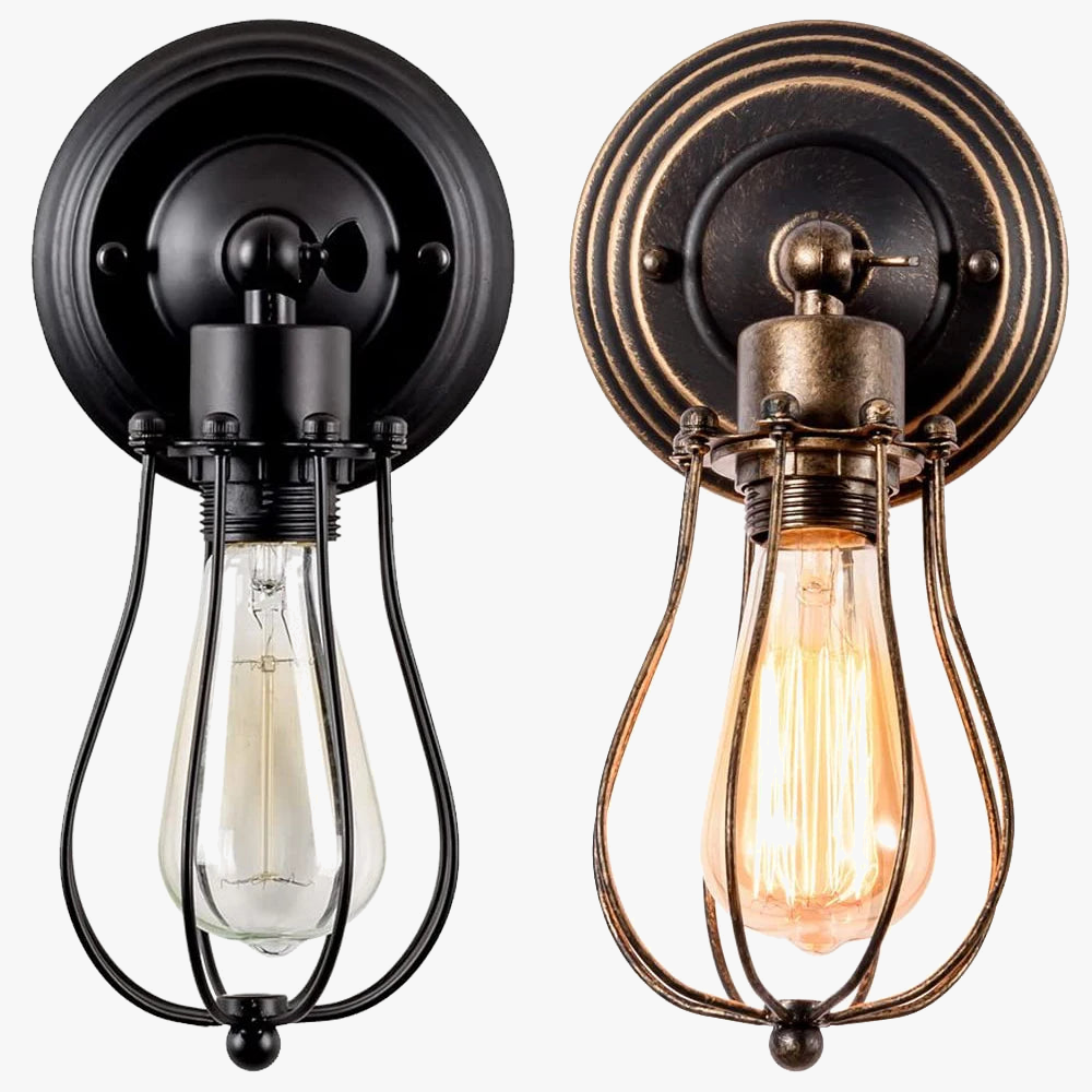 applique murale industrielle vintage avec abat-jour réglable et led