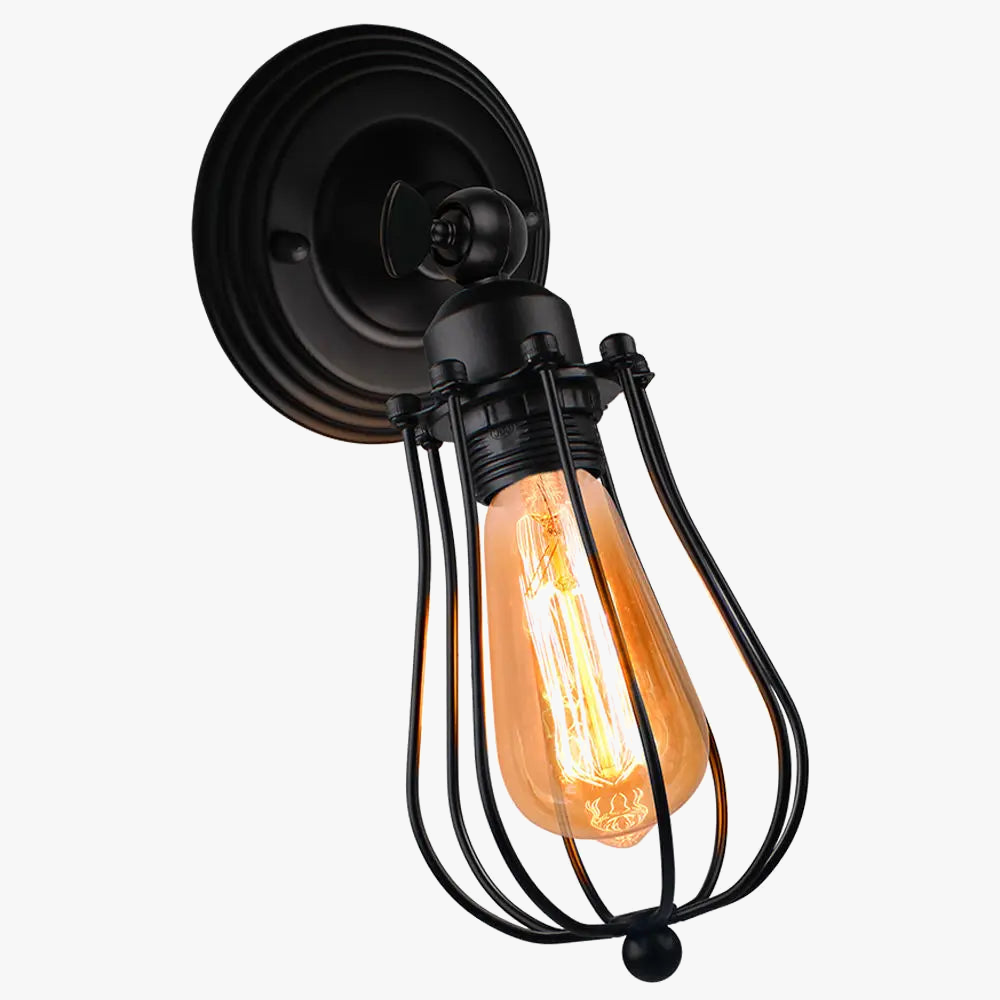 applique murale industrielle vintage avec abat-jour réglable et led