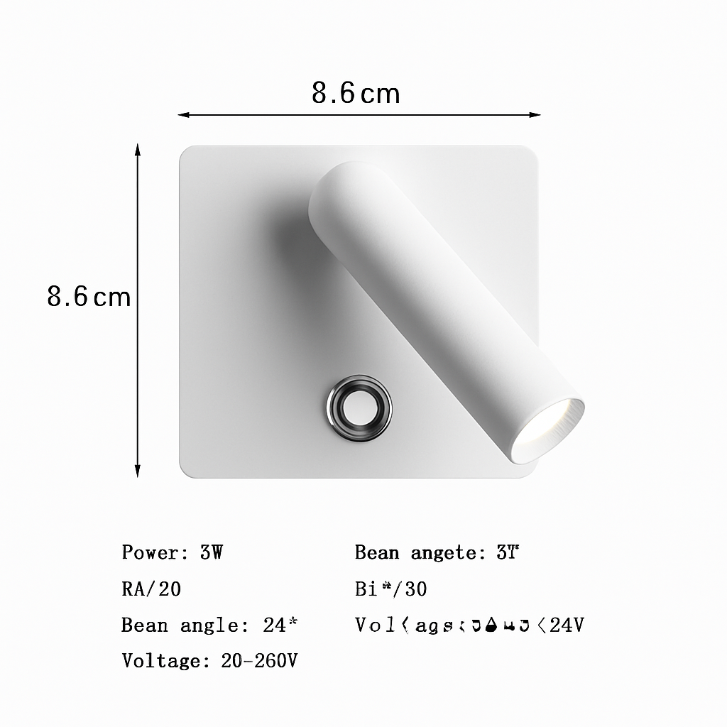 applique murale intégrée led à intensité variable avec interrupteur