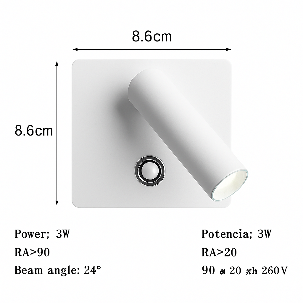 applique murale intégrée led à intensité variable avec interrupteur